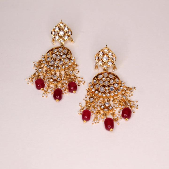 Earrings in Kundan Chetum and Pearls (7352480006378)