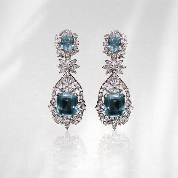 Earrings in Aqua stone and Zircons
