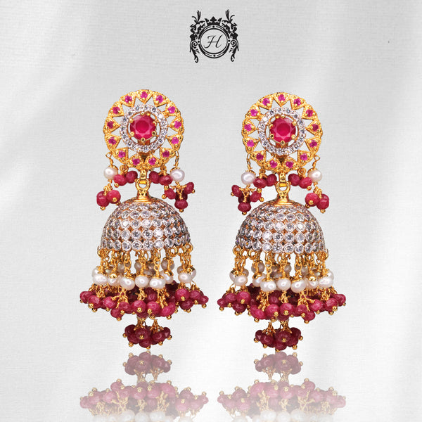 Jhumki in Chetum, Pearls and Zircons
