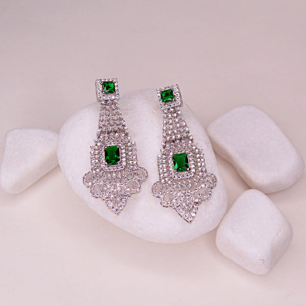 Earrings in Green Onyx  and Cubic Zircons (7468006113514)