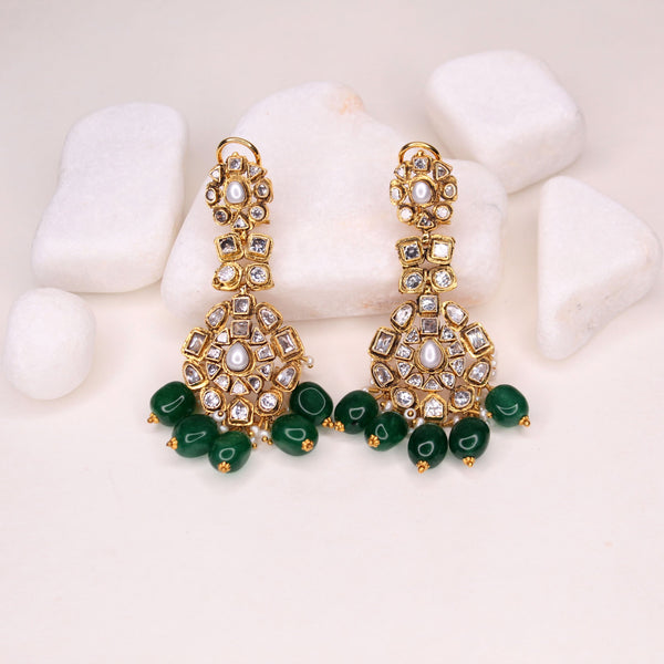 Earrings in Zircon Polkies and Jade (7452257616106)
