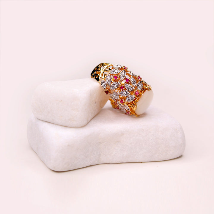 Ring in Mother of Pearl Chetum and Cubic Zircons (7480512315626)