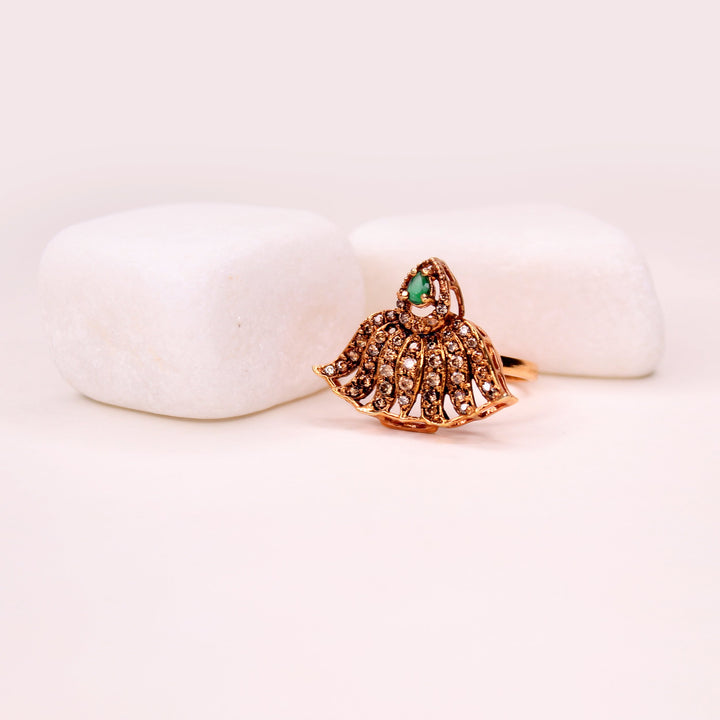 Ring in Jade with Cubic Zircons (7484559130858)