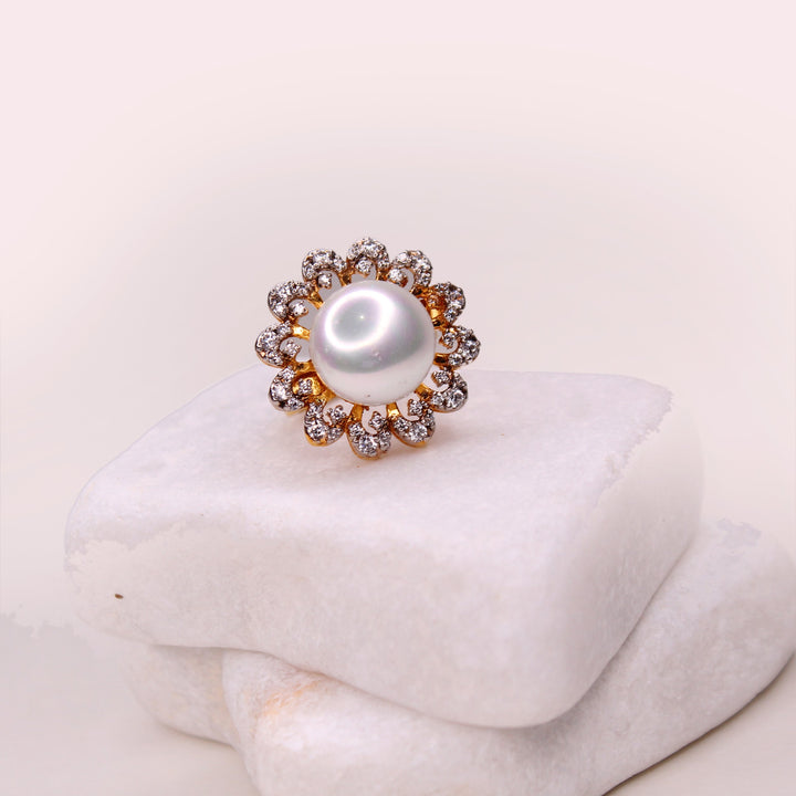 Ring in Pearls and Cubic zircons (7484601794794)