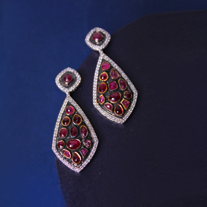 Earrings in Ruby and Zircons (6954795401399)