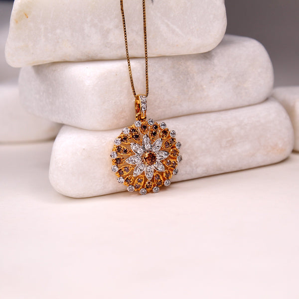 Pendant in Coffee Color Zircons and Cubic Zircons (7484611592426)
