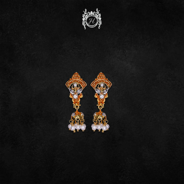 Jhumki in Pearls and Zircons