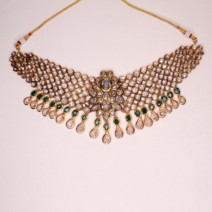 Necklace Set in Polki Zircons and Jade (7448177475818)