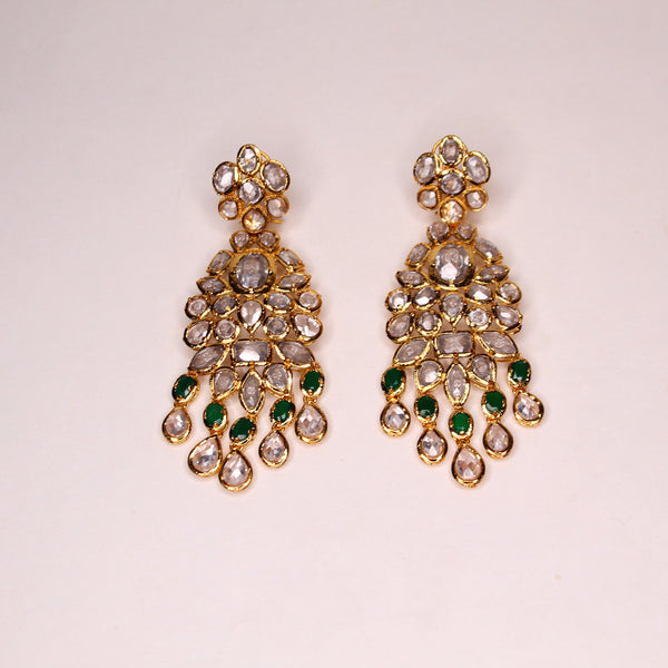Earrings in Polki Zircons and Jade (7448180850922)