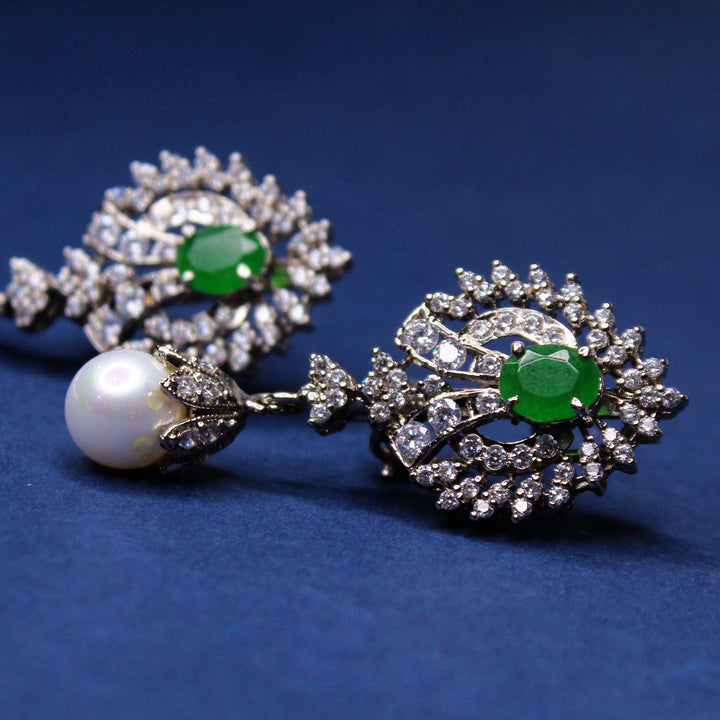 Earrings in Jade and Pearls (6972344271031)