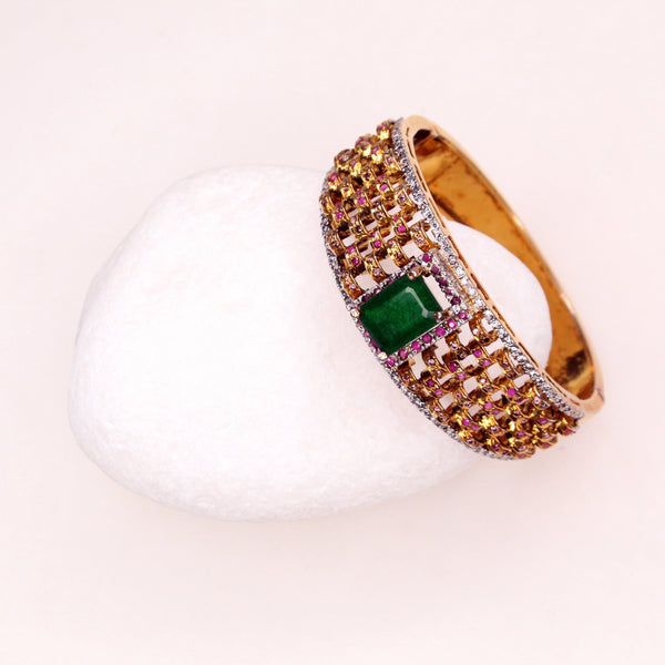Bangle in Jade Chetum and Cubic Zircons (7484849225962)