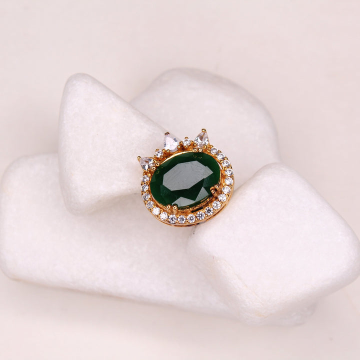 Ring in Jade with Cubic Zircons (7484759965930)
