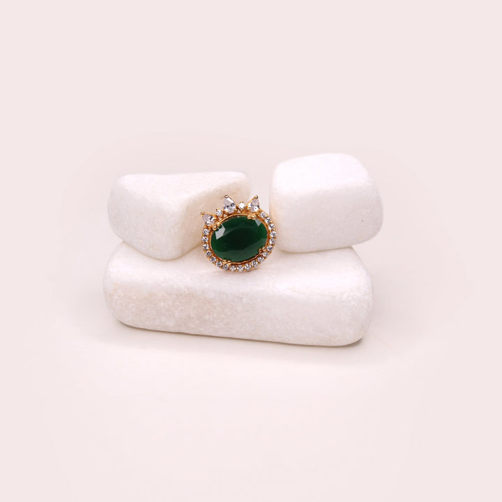 Ring in Jade with Cubic Zircons (7484759965930)