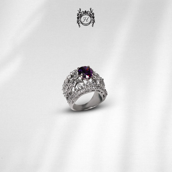 Ring in Amethyst and Zircons