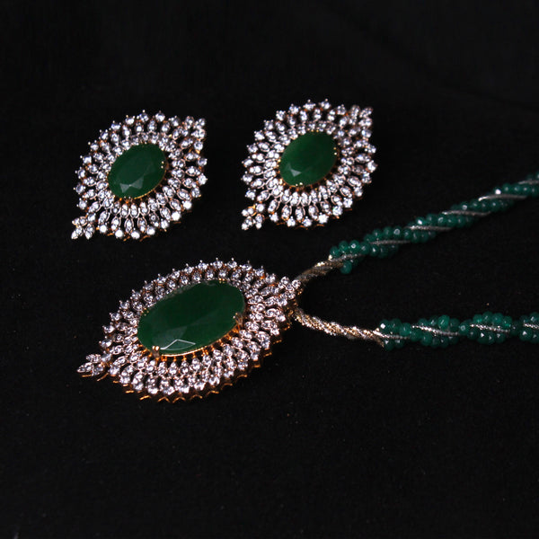 Pendant Set in Jade and Zircons (6981388501175)