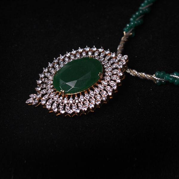 Pendant in Jade and Zircons (6981396758711)