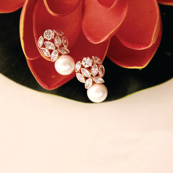 Earrings in Pearls and Zircons (6549241954487)