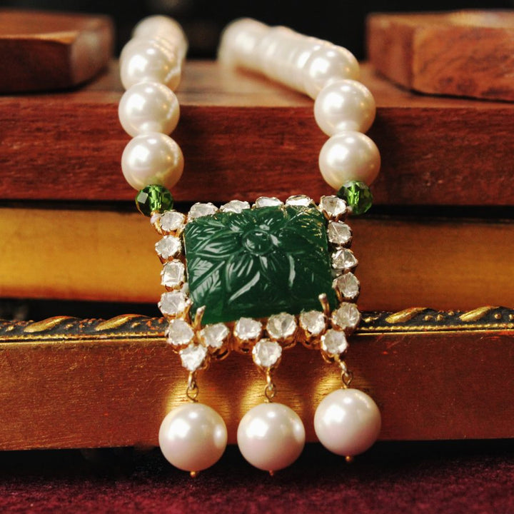Pendant with Emerald and Real Polki Diamonds (6239979602103)