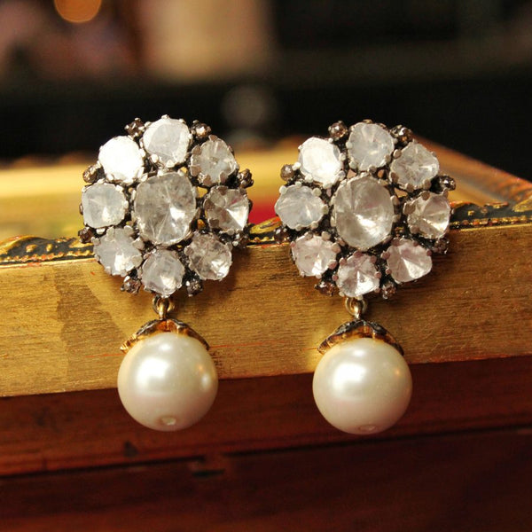 Earrings with Real Polki Diamonds and Pearls (6239979667639)