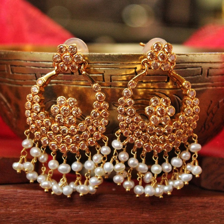 Earrings with Pearls & Champagne Zircons (6239981273271)