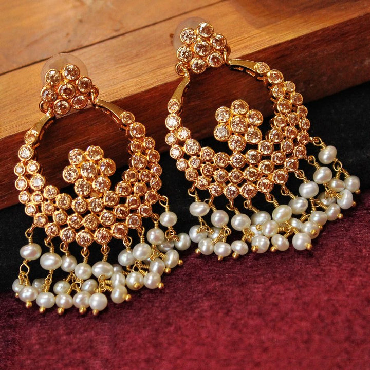 Earrings with Pearls & Champagne Zircons (6239981273271)