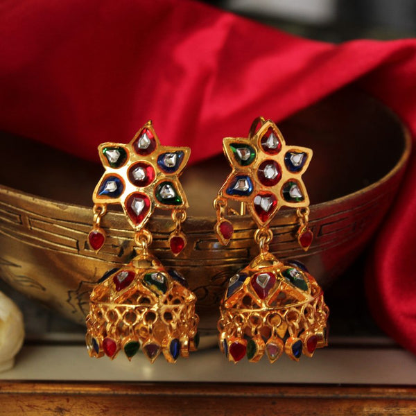 Earrings with Meena Kari & Kundan Work (6239981469879)