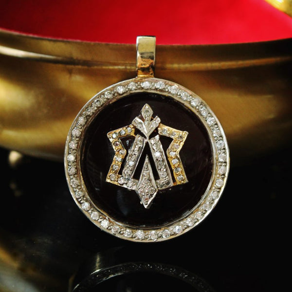 Calligraphy Pendant with Zircons (6239973769399)