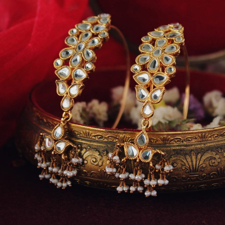 Earrings with Pearls and Kundan Work (6239975604407)