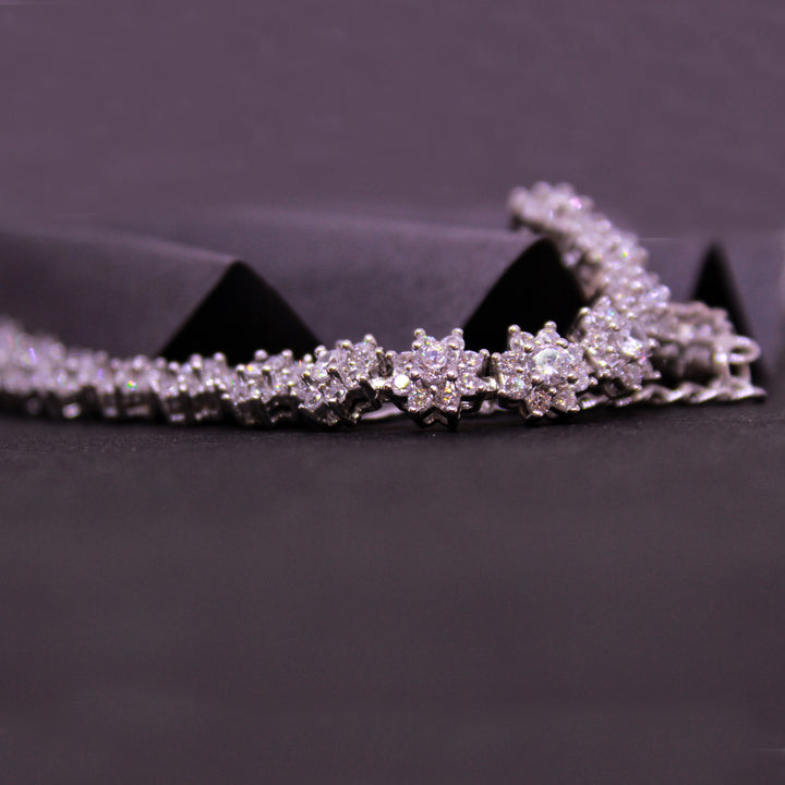 Floral Design Diamond Style Bracelet (6560139903159)
