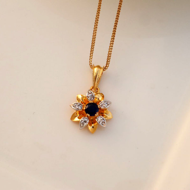 Pendant Set in Blue Onyx and Cubic Zircons (7467594449130)