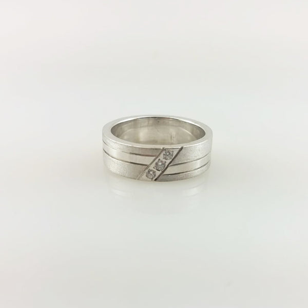 Gents Band in Matt Finished with Zircons-0 (6239967871159)