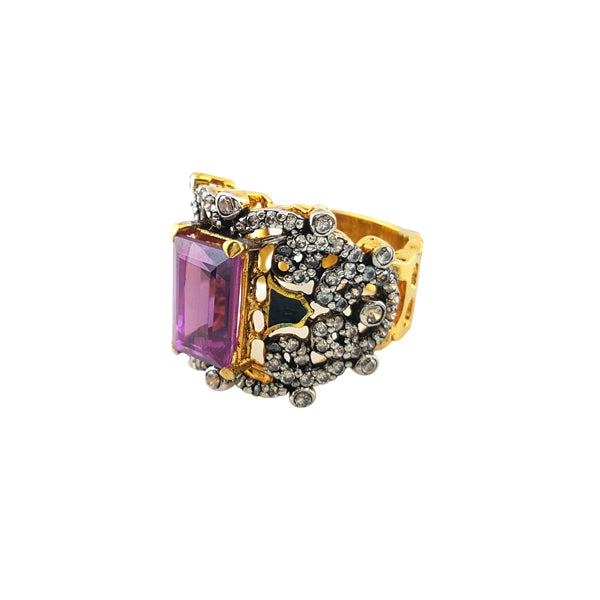 Ring in falsa stone with enamel-0 (6239943229623)