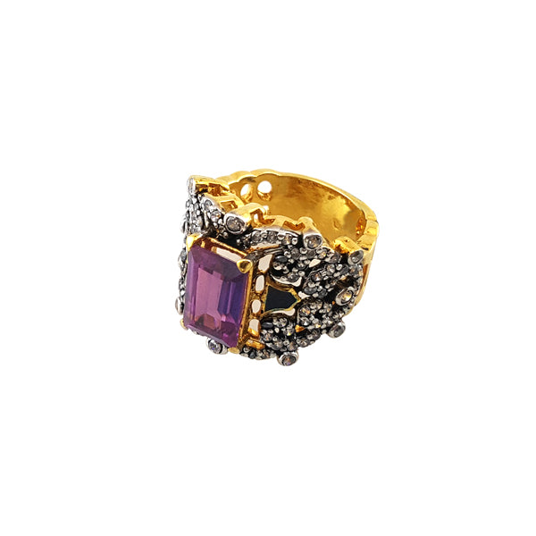 Ring in falsa stone with enamel-1006 (6239943229623)