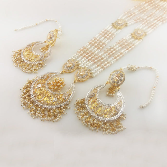 Necklace Set with Pearls-1642 (6239971508407)