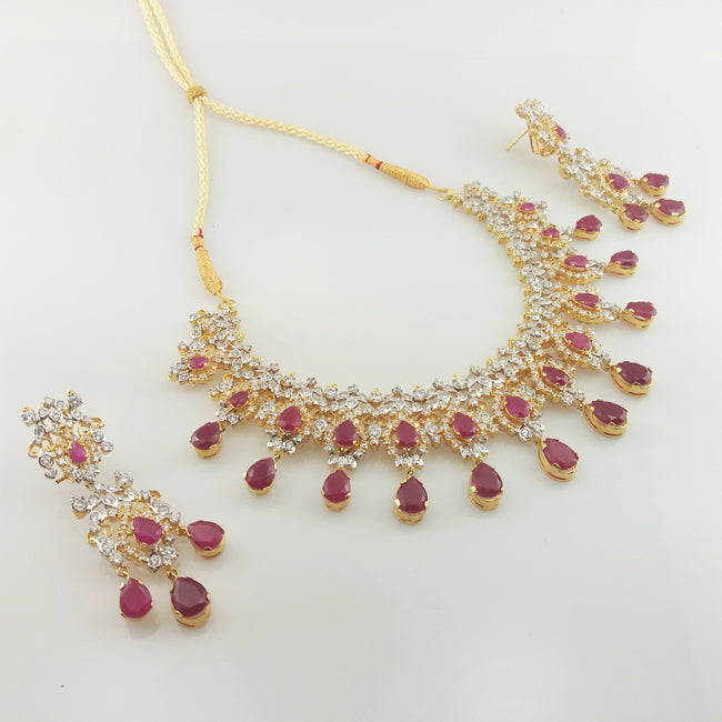 Necklace Set with Ruby-1509 (6239967412407)